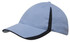 A blue cap with black inserts on the peak and crown, featuring a logo.