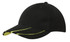 A black cap with a hi-vis laminated two-tone peak featuring yellow accents and a logo.