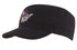 A black military cap with a flat visor and an embroidered logo on the front.