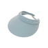 A light blue sports visor with a curved brim and an adjustable strap, featuring a logo on the side.