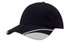 A black cap featuring mesh inserts on the peak and a logo.