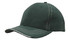 A green cap with contrasting white stitching and an open lip sandwich design. It features a logo on the front.