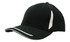 A black cap with a white peak trim and sandwich, featuring crown inserts and contrasting side panel.