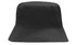 A black breathable poly twill bucket hat with a wide brim and a smooth surface, featuring a logo.