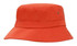 An orange brushed sports twill child's bucket hat featuring a wide brim and a subtle branding logo.
