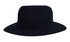 A black microfibre adjustable bucket hat featuring a wide brim and a simple design. It has a logo on it.