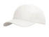 A white sports cap with a structured design and a curved peak, featuring a logo on the front.