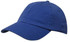A blue cap with a curved brim and a plain design. It features a logo on the side.