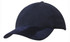 A navy blue cap featuring a brushed heavy cotton body and a suede peak. It has a logo on the front.