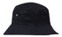 A black brushed sports twill bucket hat featuring a small logo. Classic style with a wide brim.