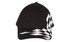 A black cap with a checkered pattern in white running along the brim. It features a branding logo.