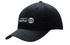 A navy cap featuring an embroidered logo and text. The cap has a curved brim and ventilation eyelets.