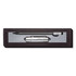 A sleek pencil set in a black box, featuring a silver pencil and a silver pen with a stylish design.