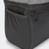 A dark grey cooler bag with a zippered pocket, featuring a mesh top for ventilation and a branded logo.