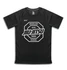 A black unisex T-shirt with a graphic design featuring a logo and text related to Brazilian Jiu-Jitsu.