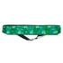 A green cooler sling bag featuring a pattern design and a shoulder strap, with a logo present.