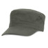 A military style cap in dark green, featuring a structured design and a flat brim.