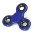 A blue fidget spinner with black bearings at each arm.