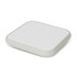 A square, lightweight wireless charger in white and pale green, featuring a simple design and a logo.