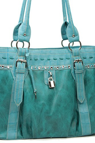Blue Rhinestone Fashion Large Handbag