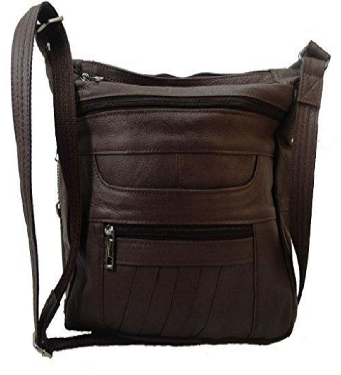 Brown Leather Concealed Carry Handbag Roma 7082