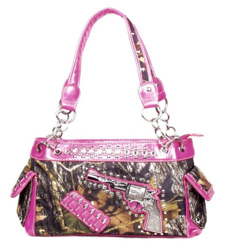 Western One Pistol Gun Pink Camouflage Rhinestone Purse