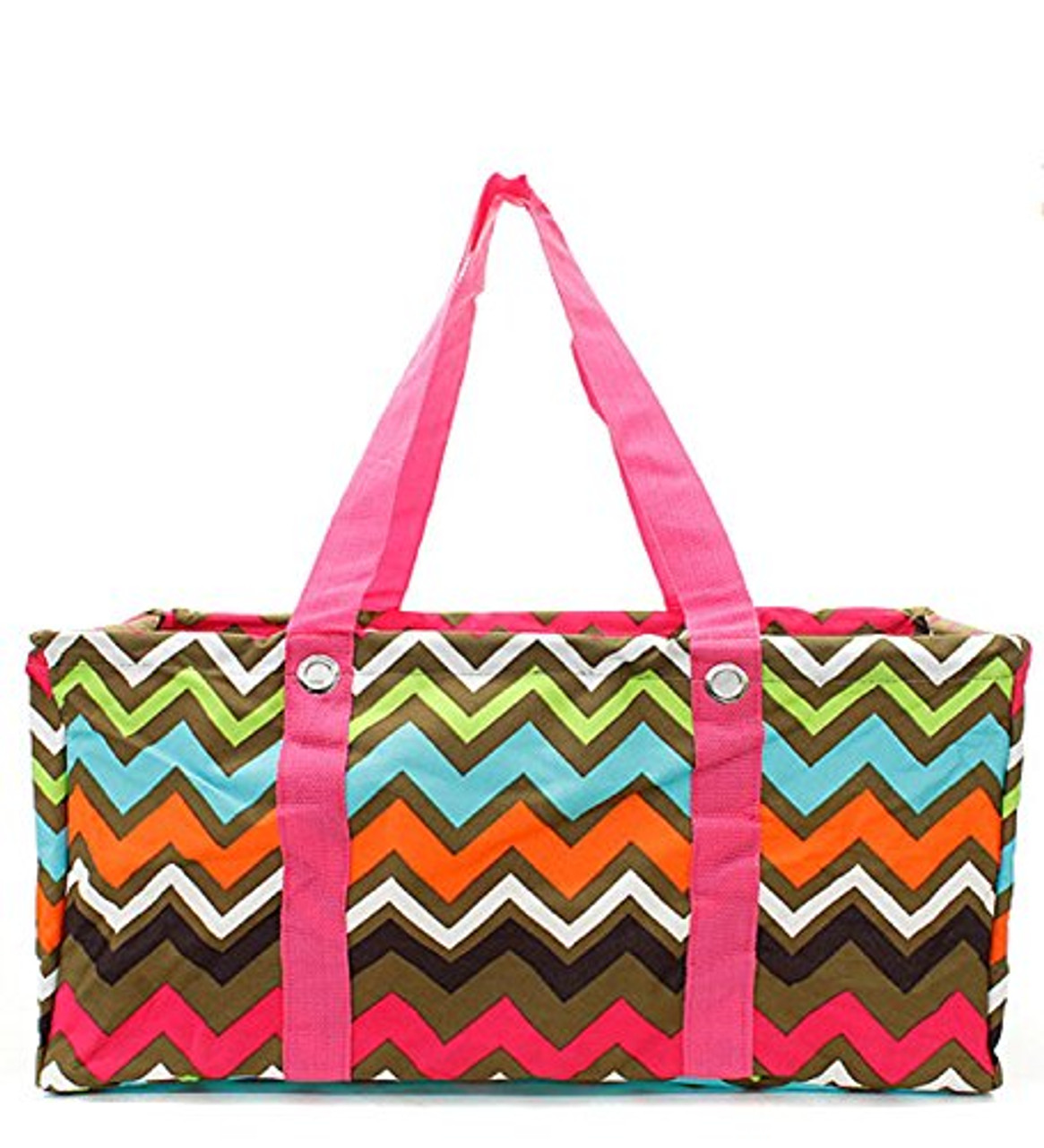 Chevron Print Large Canvas Utility Tote Bag-Colorful Pink - Handbags ...