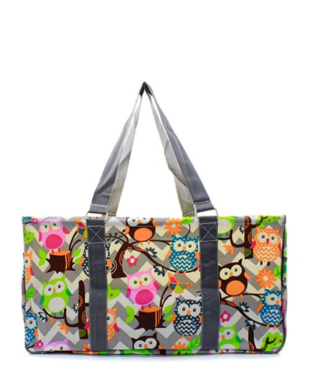 Swirls In Aqua Print Large Canvas Utility Tote Bag-Grey