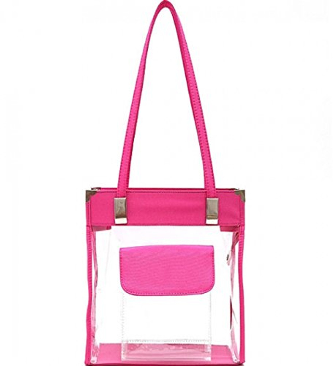 Pink Clear Purse with Front Pocket - Handbags, Bling & More!