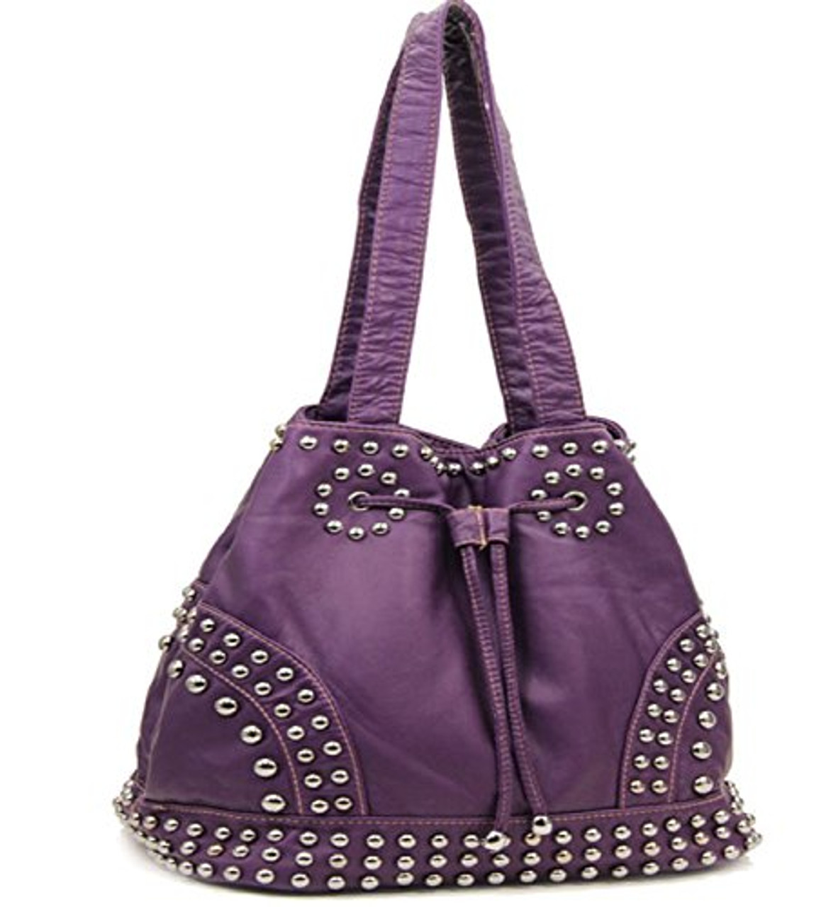 Elena Black Leather Studded Bag