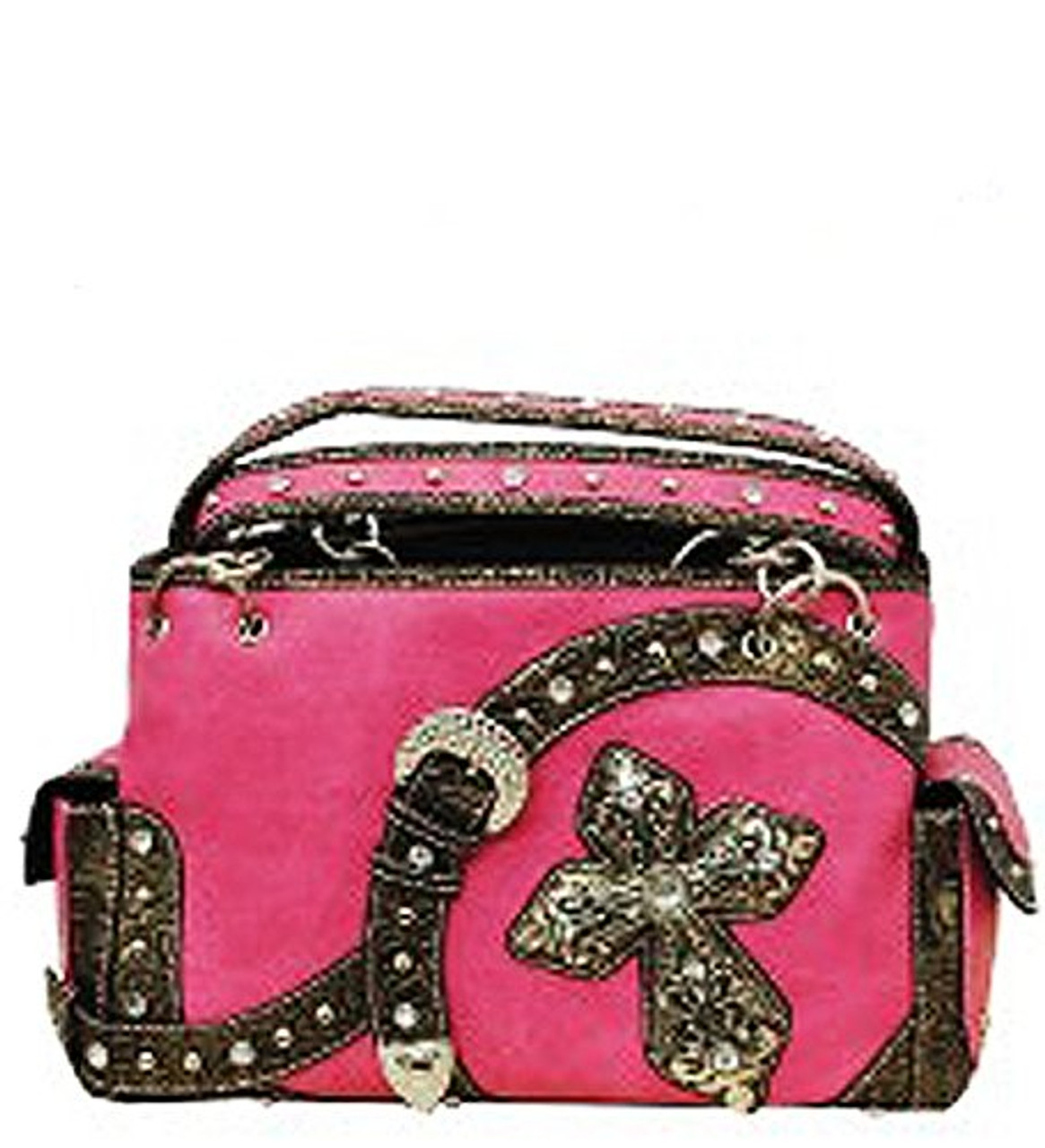 Handbag Express -Western Rhinestone Cross Floral Art Handbag Bag (Light  Brown): Handbags: Amazon.com