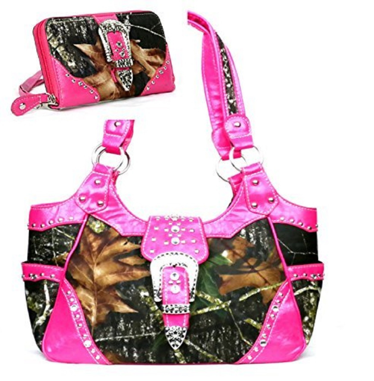 Deep Forest Camouflage Rhinestone Cross Purse / Wallet Set Hot Pink Trim -  Walmart.com