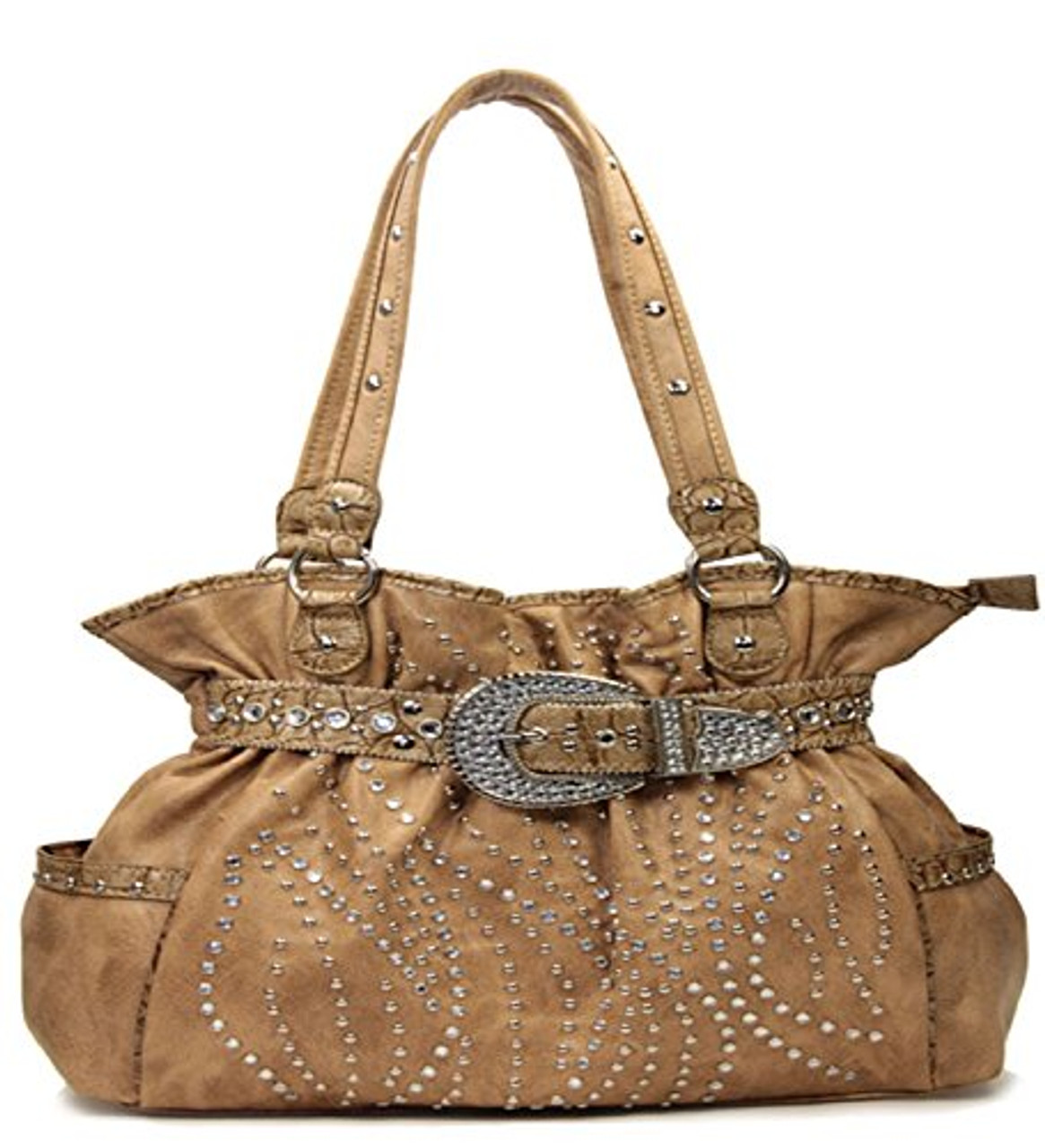 Premium Rhinestone Cross Western Embroidered Concealed Carry Handbag Purse  | Texas West