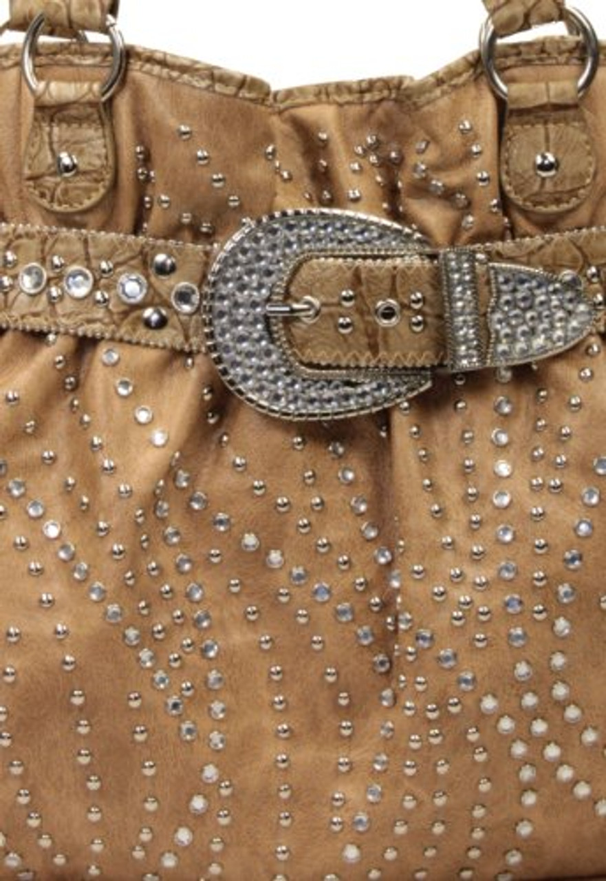 Rhinestone Decor Versatile Shoulder Bag Pu Leather Zipper - Temu