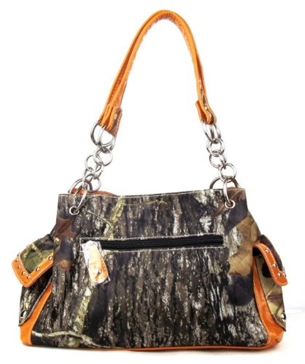 MOSSY OAK LICENSED CAMOUFLAGE & ORANGE RHINESTONE BUCKLE PURSE, CAMO HANDBAG  | eBay