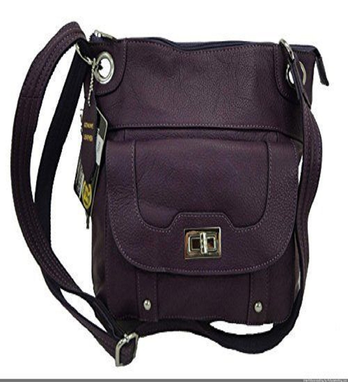 Concealed Carry Cross Body Leather Gun Purse with Slash Resistant Strap