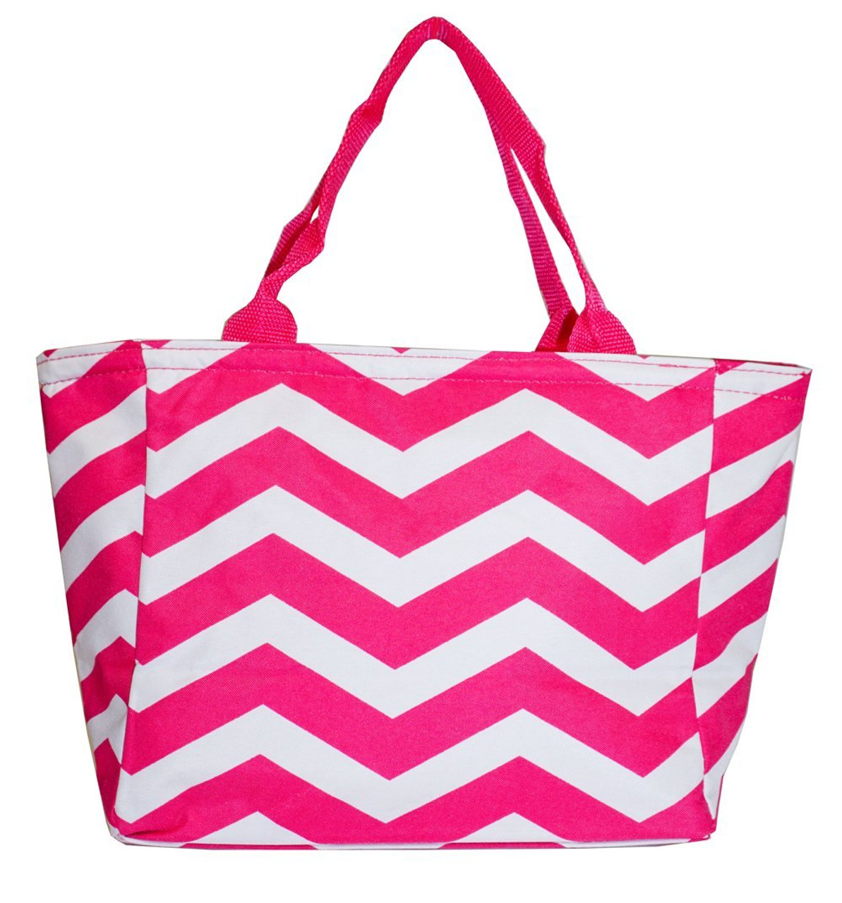 Chevron Large Canvas Large Tote Bag Luggage Carry On Striped Stripe Zig Zag Pink 
