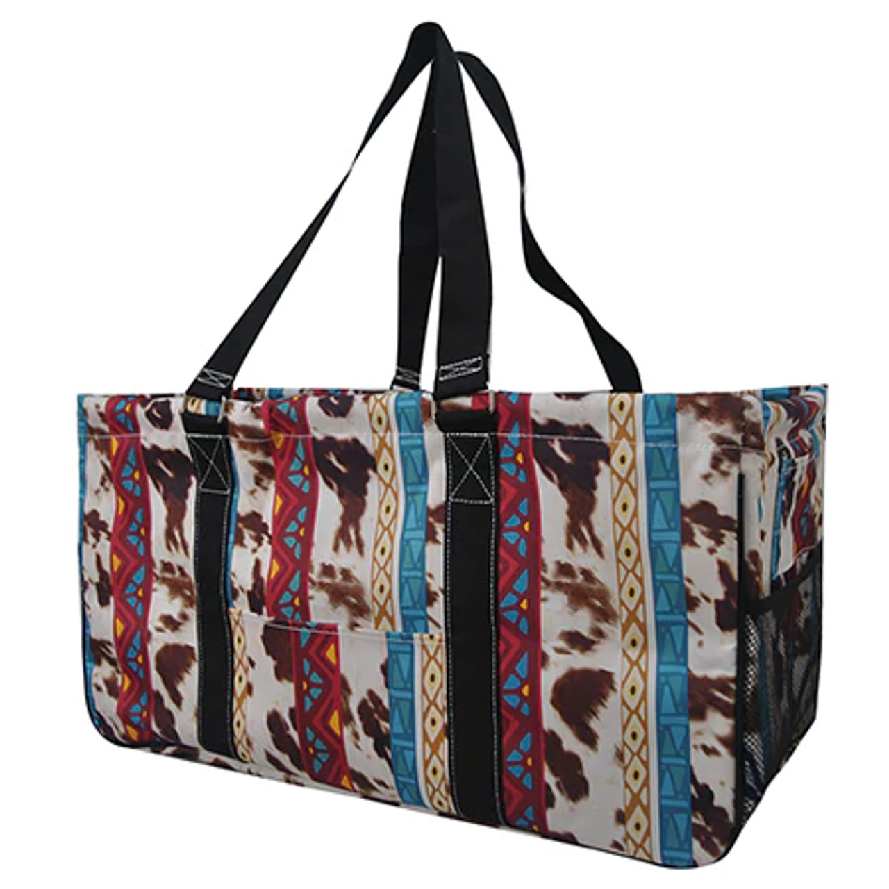 Tribal Cow Print NGIL Mega Shopping Utility Tote Bag