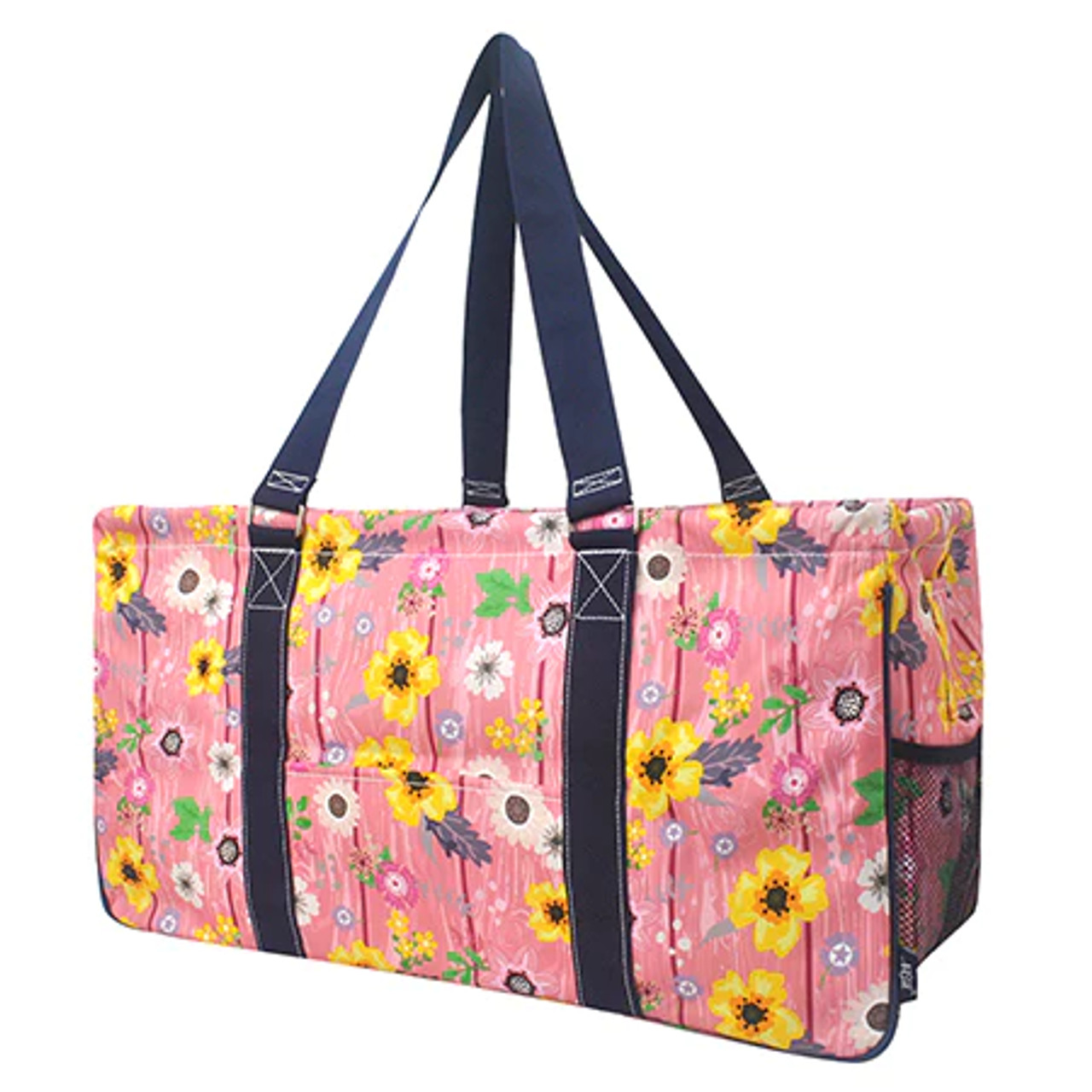 Ladies Flower Print Convenient Travel Can Be Folding Canvas Tote Bag