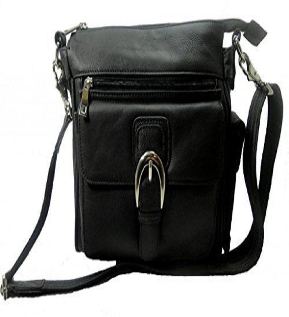 Classic Everyday Leather Concealed Carry Crossbody Purse Gray