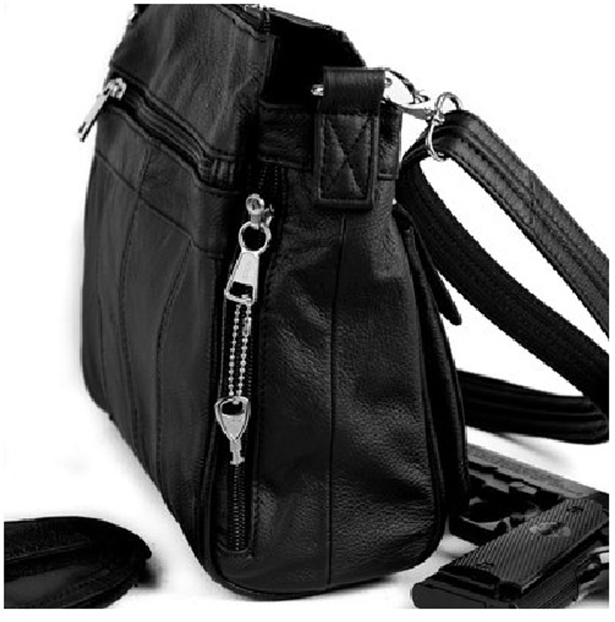 Buy Conceal Carry Black Leather Handbag with Braided Handle and Locking Gun  Pocket/Key and Removable Holster Online