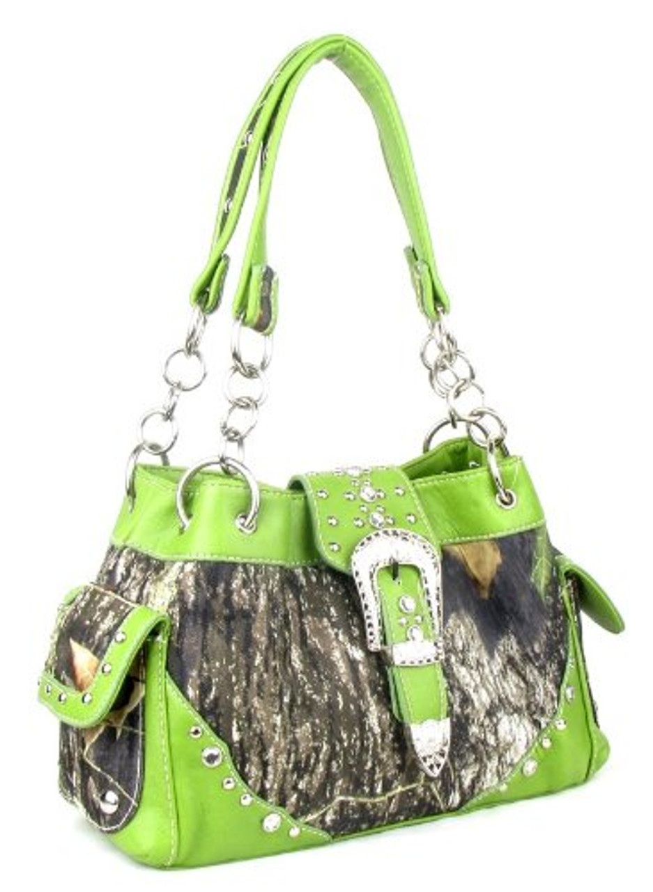 Western Handbag Camouflage Gun Pistol Pocket Camo Rhinestone Purse / Wallet  Set | Texas West