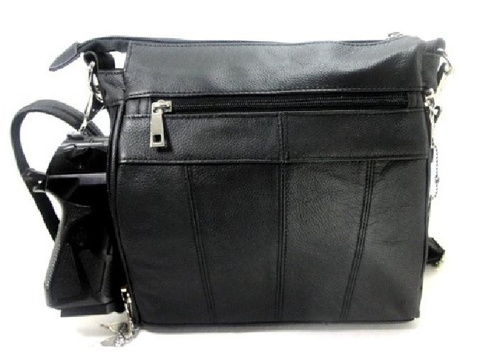 Roma Leathers 7084 Black Messenger Crossbody Concealed Purse