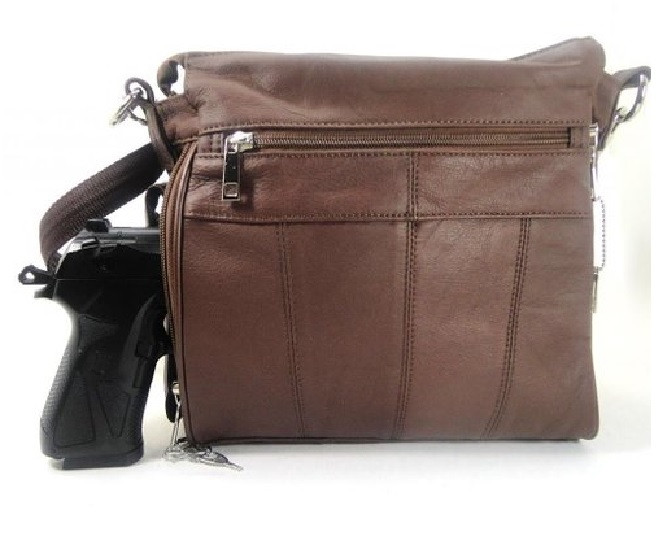 Leather Concealed Carry Cross Body Gun Purse Left or Right Hand W/ HolsterBrown