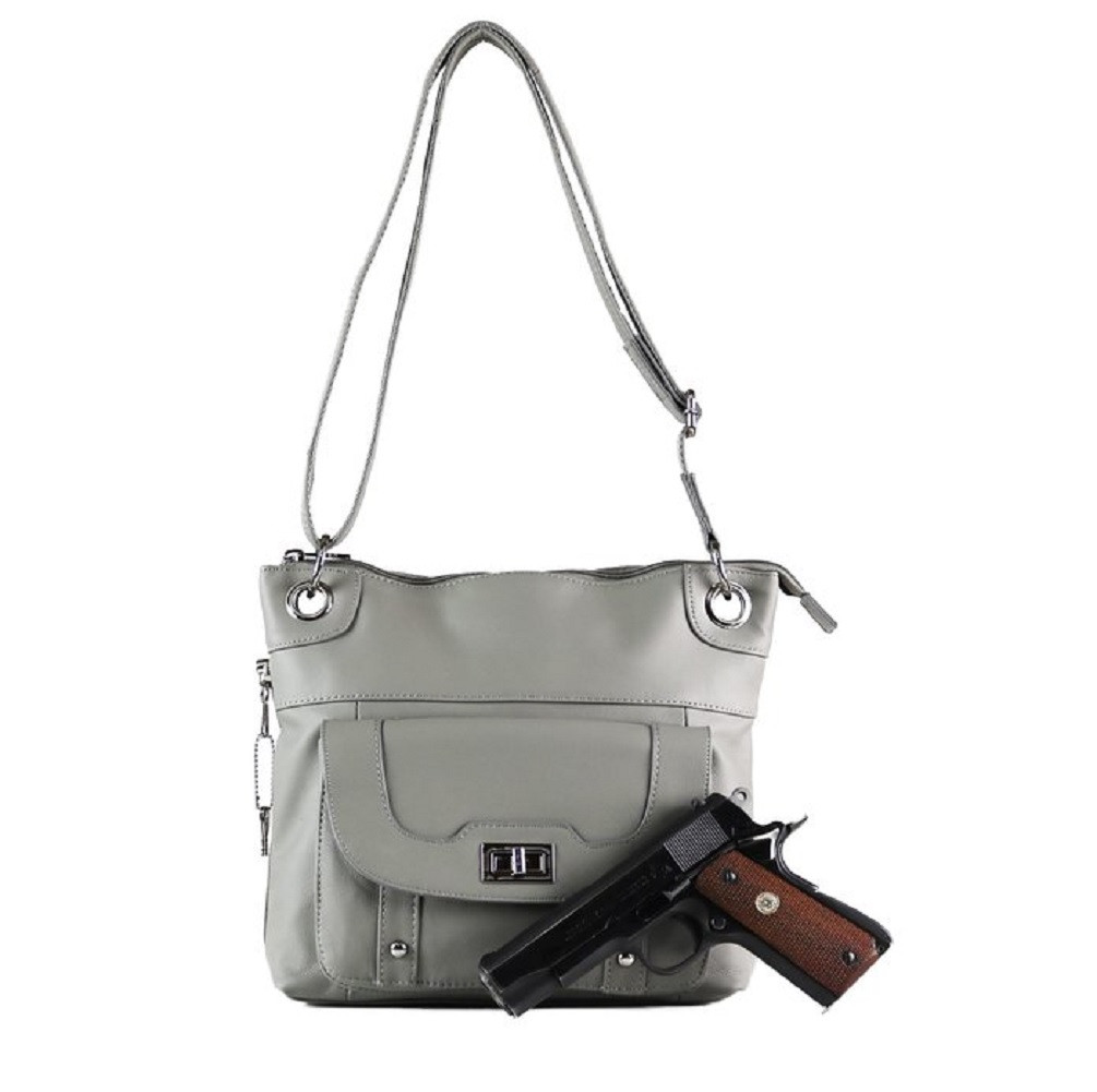 Concealed Carry Cross Body Leather Gun Purse with Slash Resistant Strap