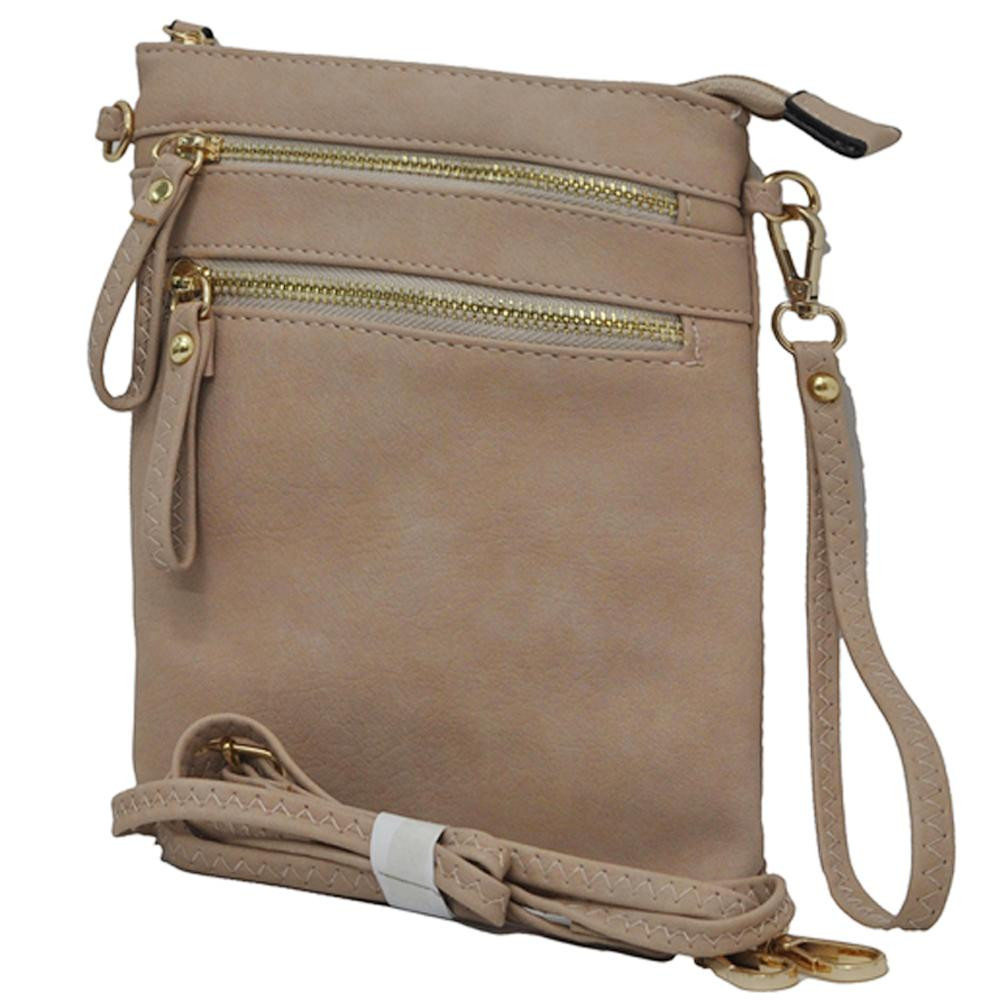 Beige NGIL Small MultiPocket Faux Leather Crossbody