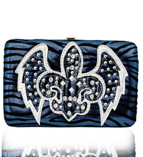 Blue Western Style Fleur de Lis with Wings Wallet