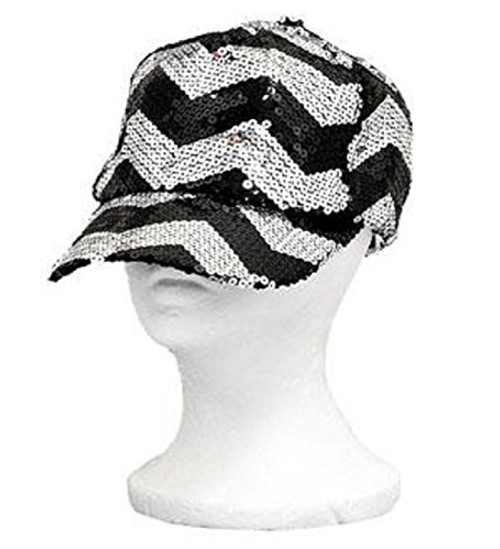 Black Sequins Chevron Baseball Hat