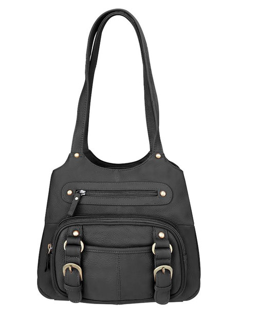 Roma Leathers 7096 Black Genuine Leather Concealed Purse