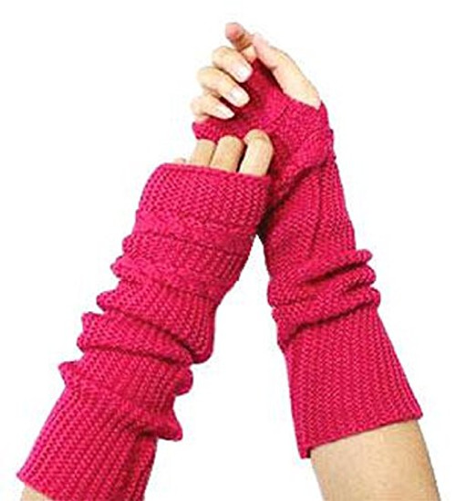 Fuchsia Knitted Fingerless Gloves